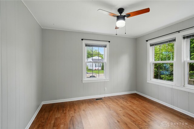 2917 California Ave, Dayton, OH 45419 - empty room featuring wood finished floors, baseboards, and a ceiling fan