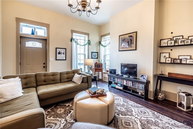 320 N Mechanic St, Lebanon, OH 45036 - living room with a chandelier and wood finished floors