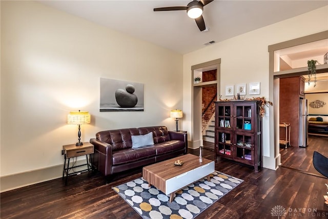 320 N Mechanic St, Lebanon, OH 45036 - living area featuring a ceiling fan, wood finished floors, and baseboards