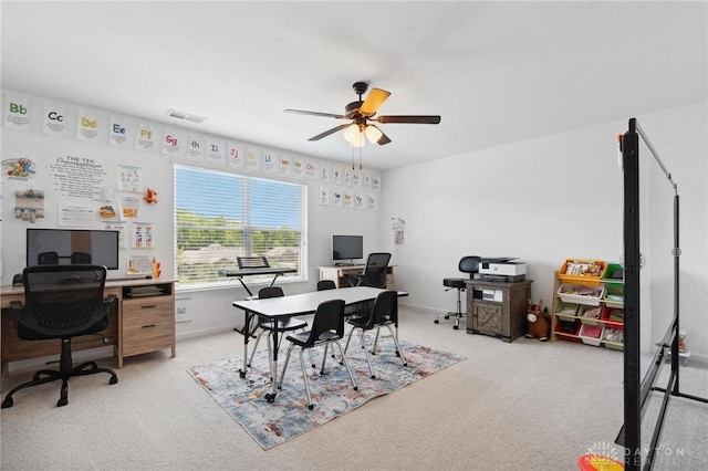 4061 Woodland Ridge Ct, Bellbrook, OH 45440 - office with light carpet, ceiling fan, and baseboards