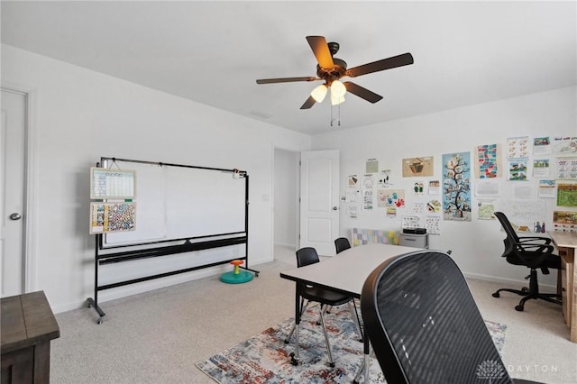 4061 Woodland Ridge Ct, Bellbrook, OH 45440 - home office featuring carpet flooring, a ceiling fan, and baseboards