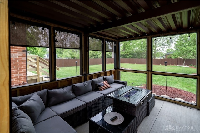 8188 Inwood Ave, Dayton, OH 45415 - sunroom / solarium with an outdoor living space with a fire pit and healthy amount of natural light