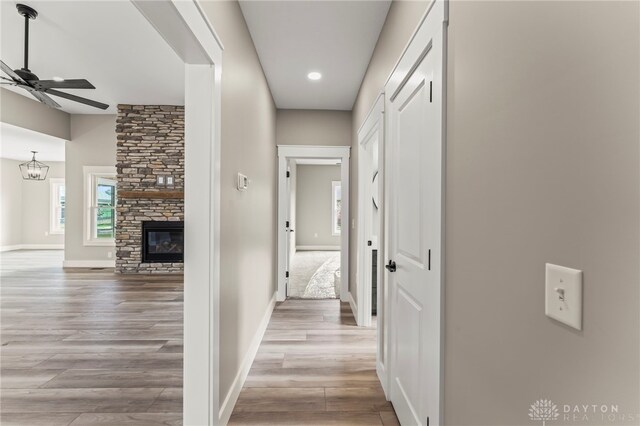 755 W Bentley Cir, Troy, OH 45373 - hall with light wood finished floors, recessed lighting, and baseboards