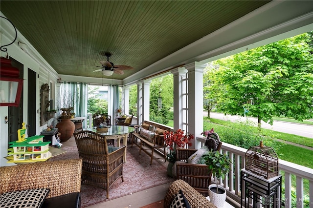 65 N Central Ave, Fairborn, OH 45324 - porch featuring ceiling fan and an outdoor hangout area