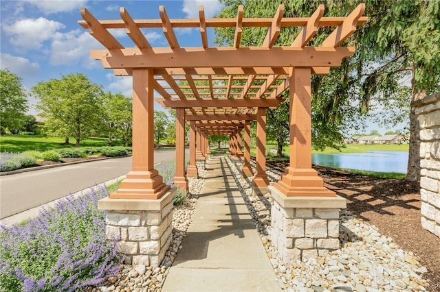 3631 Capitol Ave, Mason, OH 45040 - view of patio / terrace with a pergola and a water view