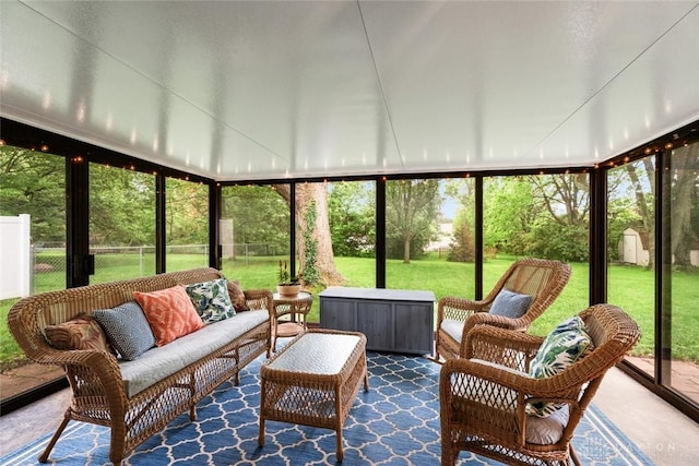 sunroom / solarium featuring an outdoor living space