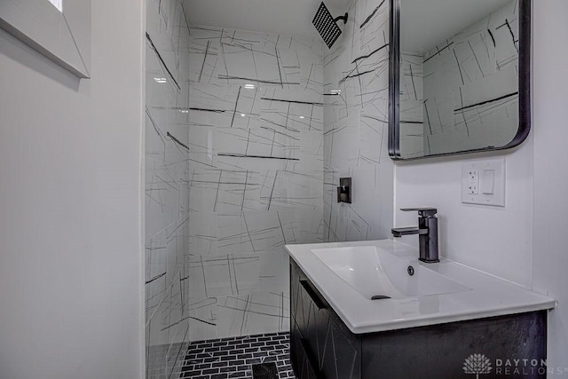 3200 Hoover Ave, Dayton, OH 45402 - full bathroom featuring a marble finish shower and vanity