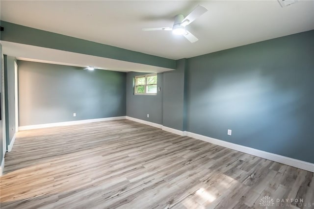6399 Kimberly Dr, Fairfield Twp, OH 45011 - empty room featuring wood finished floors, baseboards, and ceiling fan