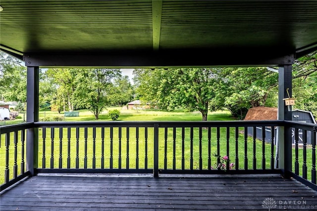6399 Kimberly Dr, Fairfield Twp, OH 45011 - wooden terrace with a lawn