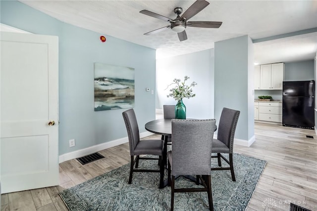 919 Summer St, Hamilton, OH 45013 - dining area featuring ceiling fan, light wood finished floors, and baseboards