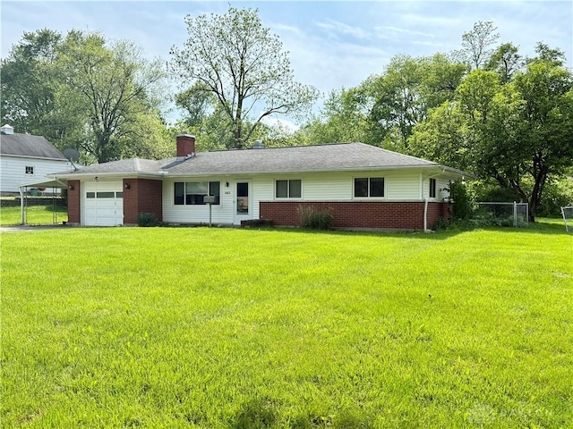 4065 Locustwood Dr, Dayton, OH 45429 - ranch-style house featuring brick siding, an attached garage, and a chimney