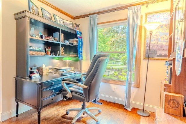 849 Wind Blf, Springboro, OH 45066 - office space featuring ornamental molding, baseboards, and wood finished floors