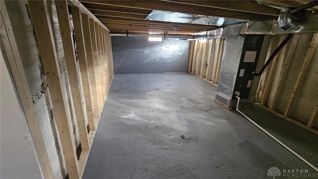 basement with heating unit