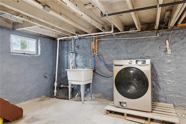 4119 Pleasant View Ave, Dayton, OH 45420 - basement with washer / dryer and a sink