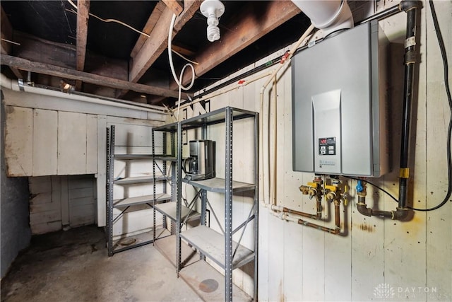4119 Pleasant View Ave, Dayton, OH 45420 - unfinished below grade area featuring tankless water heater