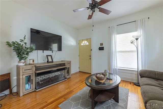 2526 Saint Charles Ave, Dayton, OH 45410 - living room with a ceiling fan and light wood-style floors