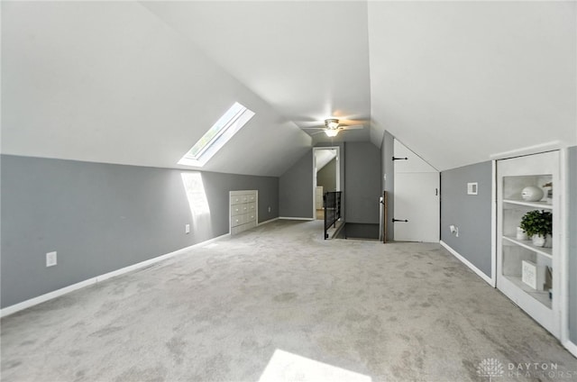 1236 Ridgeview Ave, Kettering, OH 45409 - bonus room featuring carpet flooring, vaulted ceiling, a skylight, and ceiling fan