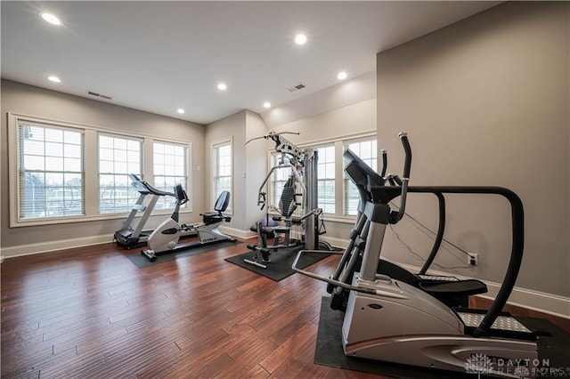 1264 Normandy, Clearcreek Twp, OH 45458 - exercise room featuring baseboards, recessed lighting, and wood finished floors