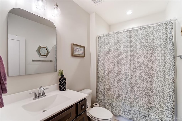 1264 Normandy, Clearcreek Twp, OH 45458 - bathroom with toilet, vanity, and a shower with shower curtain