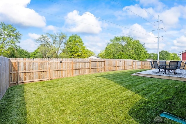 view of yard with a deck