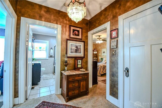 401 Hadley Ave, Dayton, OH 45419 - ensuite bathroom with a chandelier and a ceiling fan
