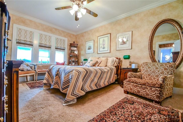 401 Hadley Ave, Dayton, OH 45419 - carpeted bedroom with ornamental molding and ceiling fan