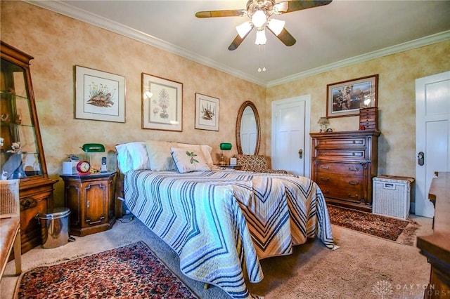 401 Hadley Ave, Dayton, OH 45419 - carpeted bedroom featuring ornamental molding and ceiling fan