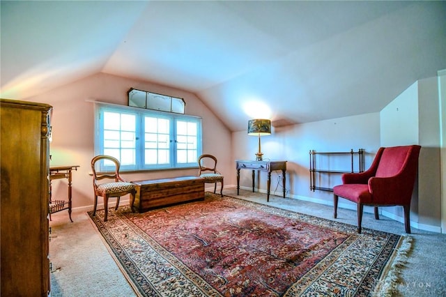 401 Hadley Ave, Dayton, OH 45419 - sitting room with carpet flooring, lofted ceiling, and baseboards