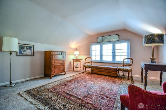 401 Hadley Ave, Dayton, OH 45419 - sitting room featuring lofted ceiling, carpet floors, and baseboards
