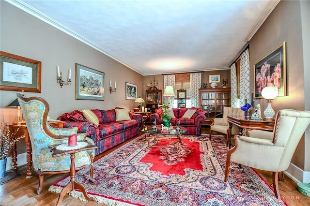 401 Hadley Ave, Dayton, OH 45419 - living room featuring wood finished floors, crown molding, and baseboards