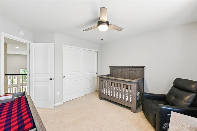 1535 Mulberry Ct, Turtlecreek Twp, OH 45036 - bedroom with carpet floors, a closet, baseboards, a ceiling fan, and recessed lighting