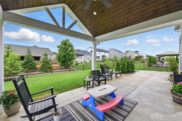 1535 Mulberry Ct, Turtlecreek Twp, OH 45036 - view of patio featuring a residential view, a gazebo, and ceiling fan