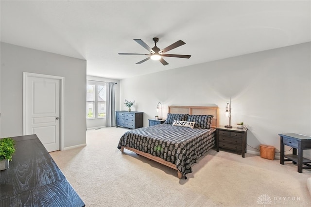 1535 Mulberry Ct, Turtlecreek Twp, OH 45036 - bedroom featuring light colored carpet, ceiling fan, and baseboards