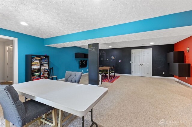 9300 Somerset Ct, Clearcreek Twp, OH 45458 - office space featuring a textured ceiling, carpet floors, baseboards, and recessed lighting