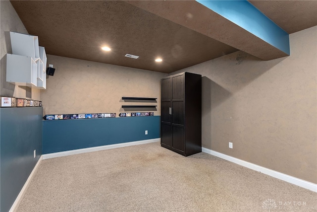 9300 Somerset Ct, Clearcreek Twp, OH 45458 - basement featuring carpet flooring, recessed lighting, baseboards, and a textured ceiling