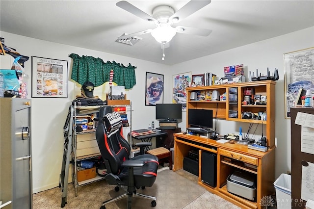 8590 Euphemia Castine Rd, Lewisburg, OH 45338 - office area featuring ceiling fan and carpet