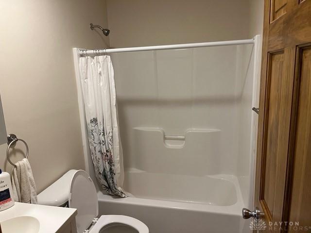 125 Honeysuckle Way, Eaton, OH 45320 - full bathroom with toilet, shower / bath combo, and vanity