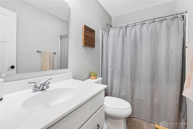 1691 Arden Bnd, Fairborn, OH 45324 - full bath with vanity, toilet, wood finished floors, and a shower with curtain