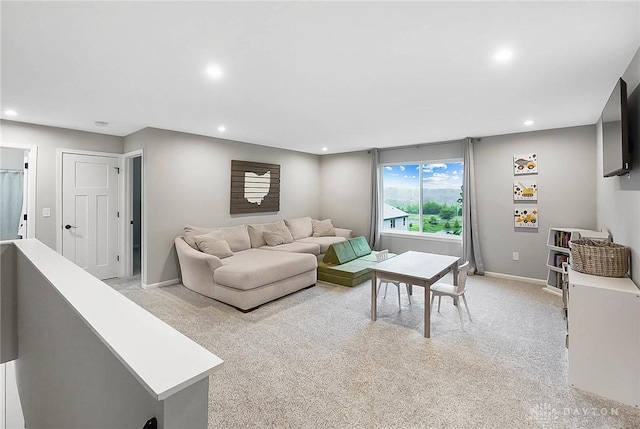 1691 Arden Bnd, Fairborn, OH 45324 - living room with recessed lighting, light colored carpet, and baseboards