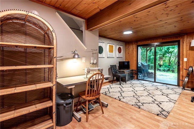 9492 Colegate Way, West Chester, OH 45011 - office space featuring wooden ceiling, wood finished floors, wooden walls, and recessed lighting