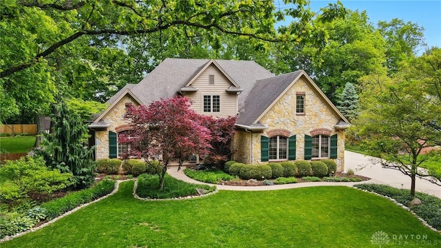 1129 Green Tree Rd, Centerville, OH 45429 - view of front facade featuring stone siding and a front yard