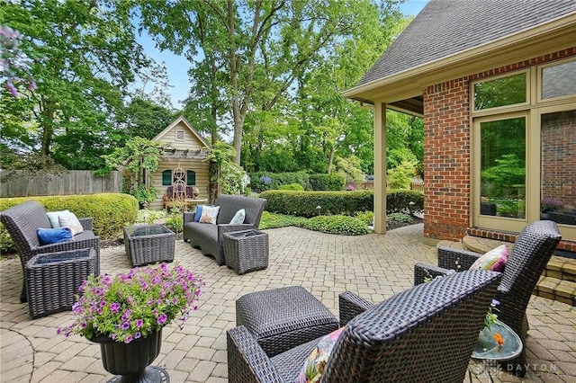 1129 Green Tree Rd, Centerville, OH 45429 - view of patio with an outdoor structure and outdoor lounge area