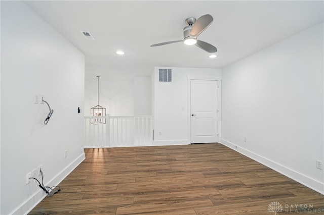 641 Angler Ct, Beavercreek, OH 45430 - spare room with dark wood-style floors, a ceiling fan, baseboards, and recessed lighting