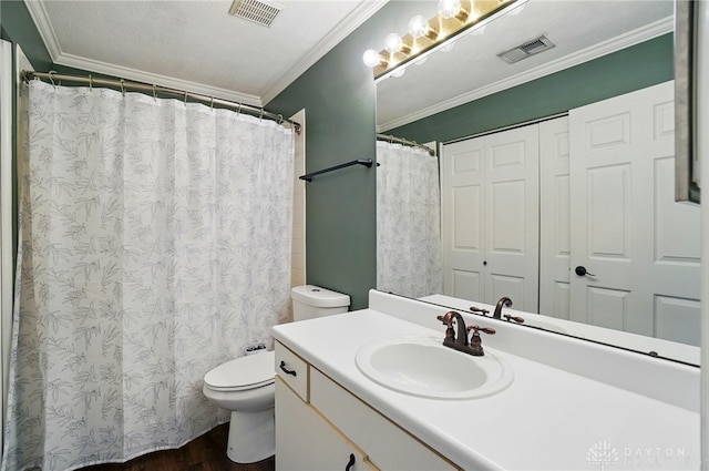 1175 Captains Brg, Dayton, OH 45458 - bathroom featuring wood finished floors, toilet, vanity, and crown molding