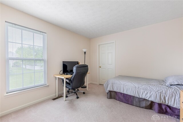 1233 Terrington Way, Miamisburg, OH 45342 - carpeted bedroom with baseboards, a desk, and a textured ceiling