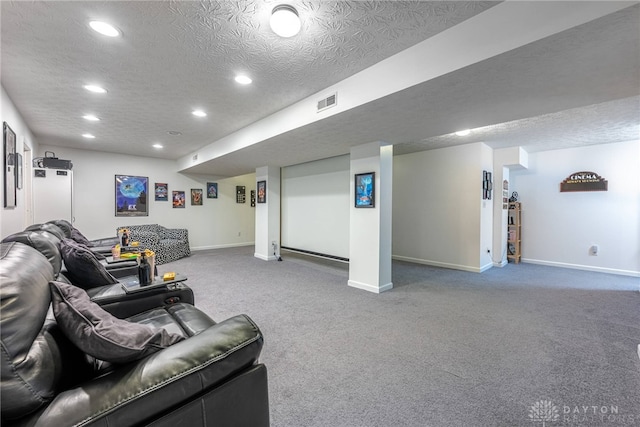 1233 Terrington Way, Miamisburg, OH 45342 - carpeted living room with baseboards, recessed lighting, and a textured ceiling