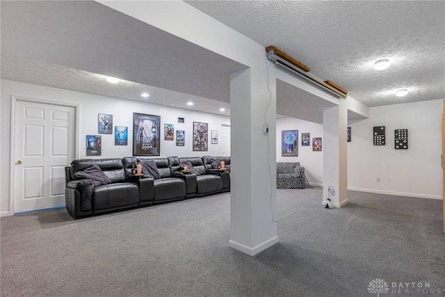 1233 Terrington Way, Miamisburg, OH 45342 - carpeted living area featuring a textured ceiling, baseboards, and recessed lighting