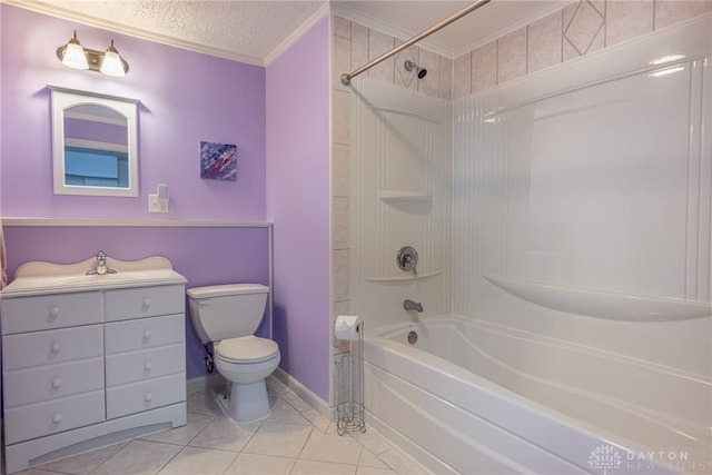 1233 Terrington Way, Miamisburg, OH 45342 - bathroom with ornamental molding, tile patterned flooring, toilet, shower / bathtub combination, and vanity