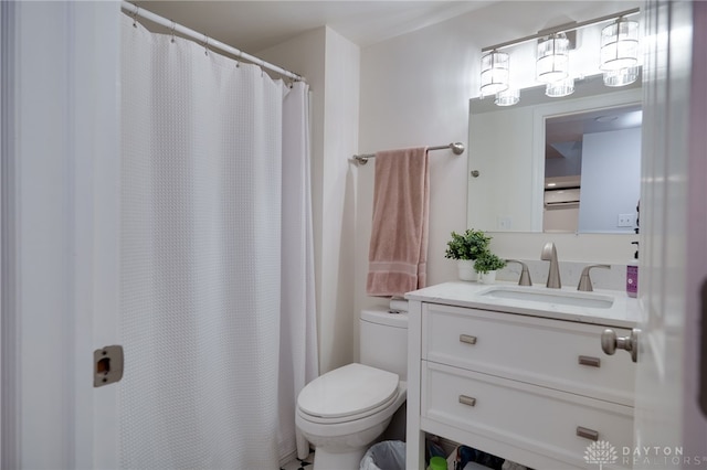 3227 Mirimar St, Dayton, OH 45409 - bathroom featuring toilet, vanity, and a shower with curtain