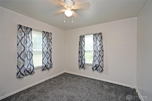 932 Crestmore Ave, Dayton, OH 45402 - unfurnished room with plenty of natural light, dark colored carpet, baseboards, and a ceiling fan